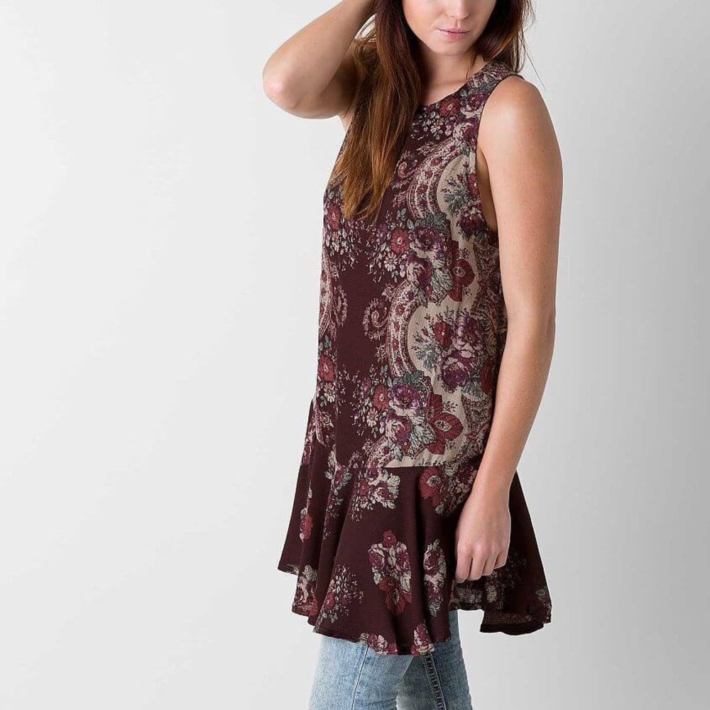 Free People Intimately Patterned Mini Babydoll Tunic Dress- Size Small